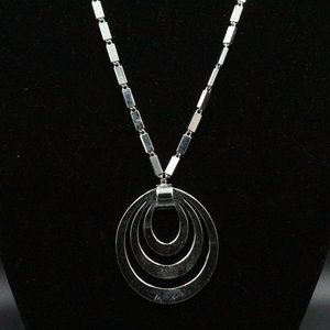 MONET SIGNED DESIGNER HIGH END SILVER TONE MASSIVE LONG NECKLACE